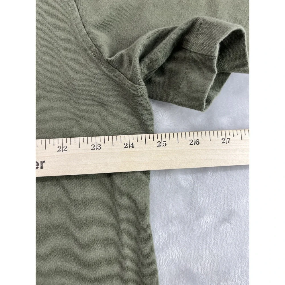 True Religion Triple Needle Knit Shirt Men XL Olive Two Chest Pocket Button Up